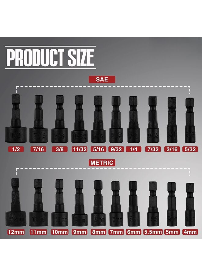 LAMAY 20PCS Power Nut Driver Set for Impact Drill, 1/4” Hex Head Drill Bit Set, The best tool accessories - Image 2